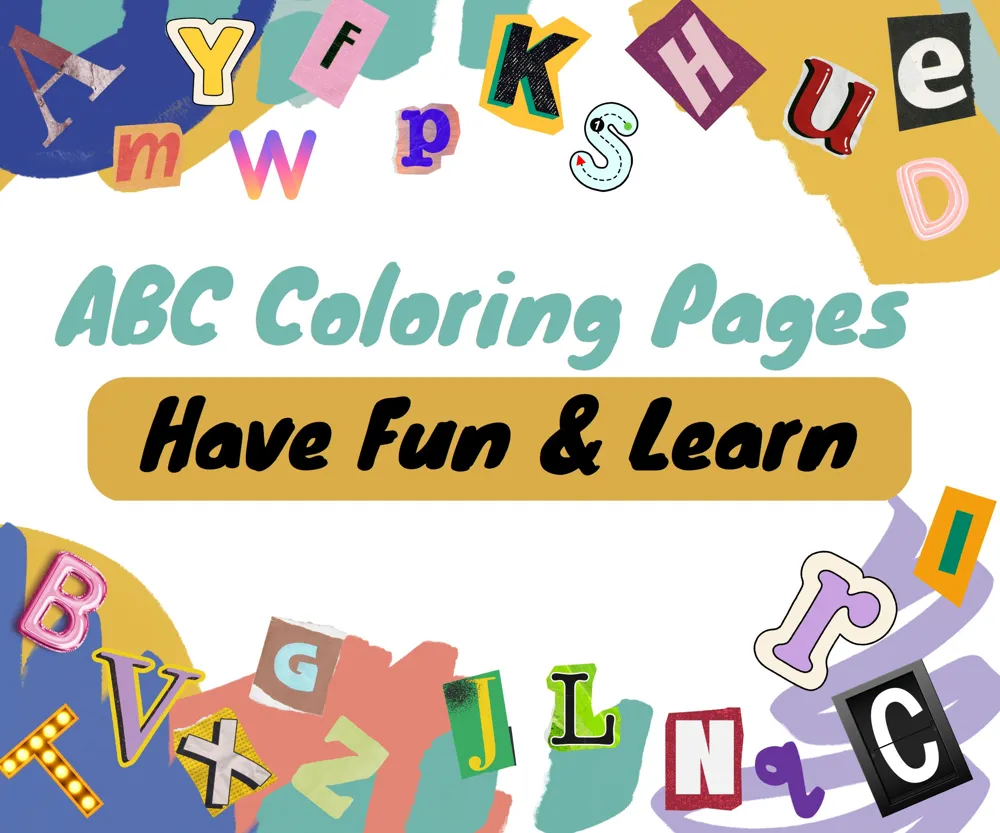 ABC Alphabet Coloring Book, Kids Learning Activity (Digital Download)