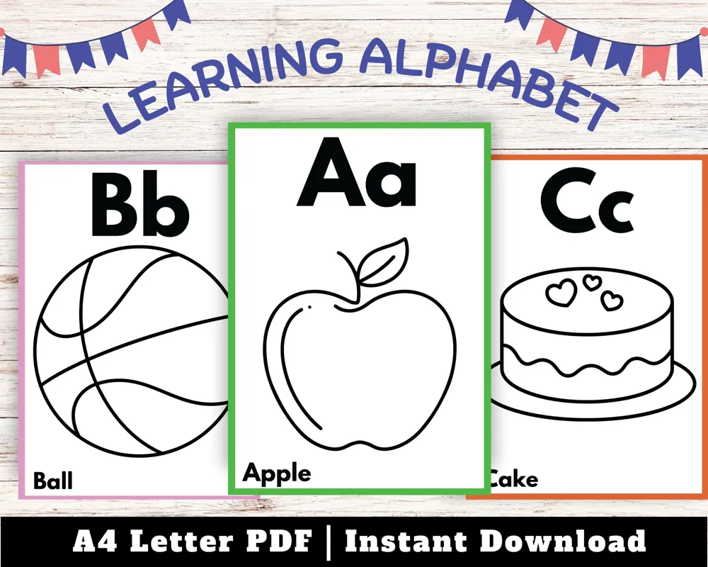 Alphabet Coloring Pages: ABC Learning Activity (Digital Download)