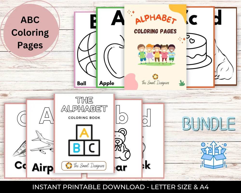 Alphabet Coloring Pages Bundle: Fun ABC Learning (Digital Download)