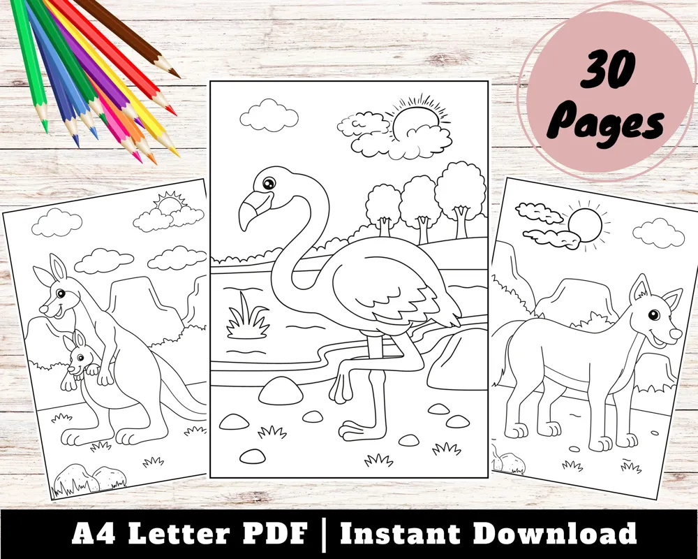 Animal Coloring Pages: Kids' Printable Designs (Digital Download)