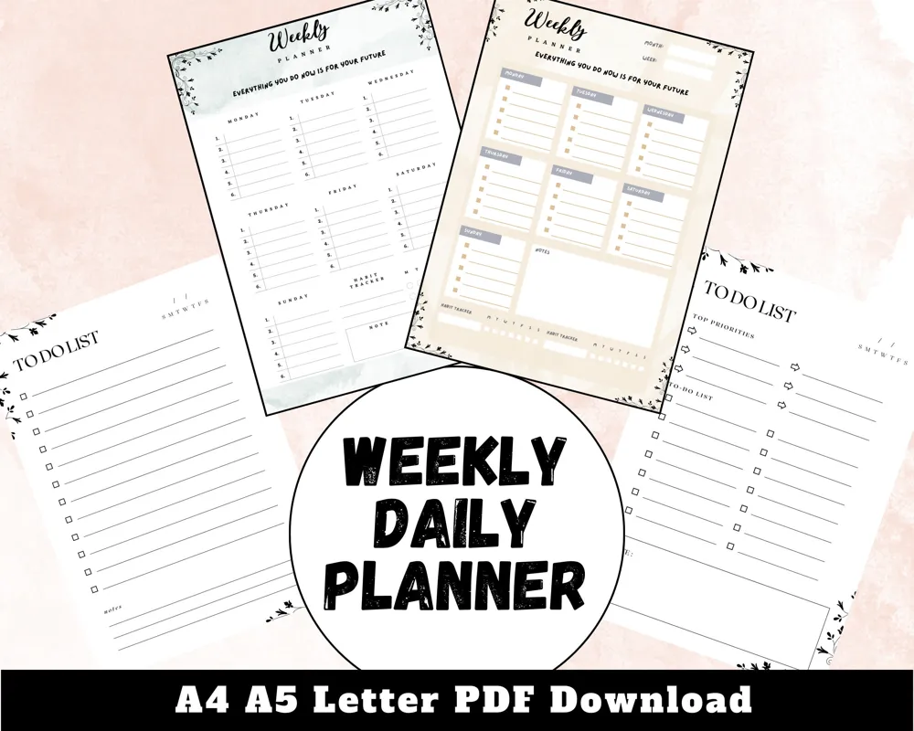 Daily & Weekly To-Do List Planner (Digital Download)