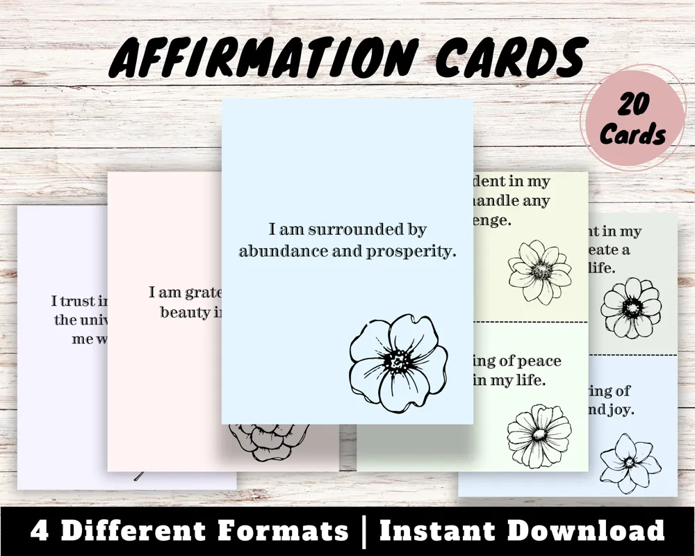 Empowering Affirmation Cards: Self-Love & Growth (Digital Download)