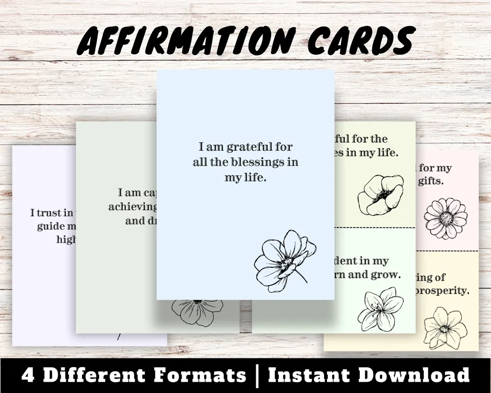 Inspiring Affirmation Cards for Self-Confidence (Digital Download)