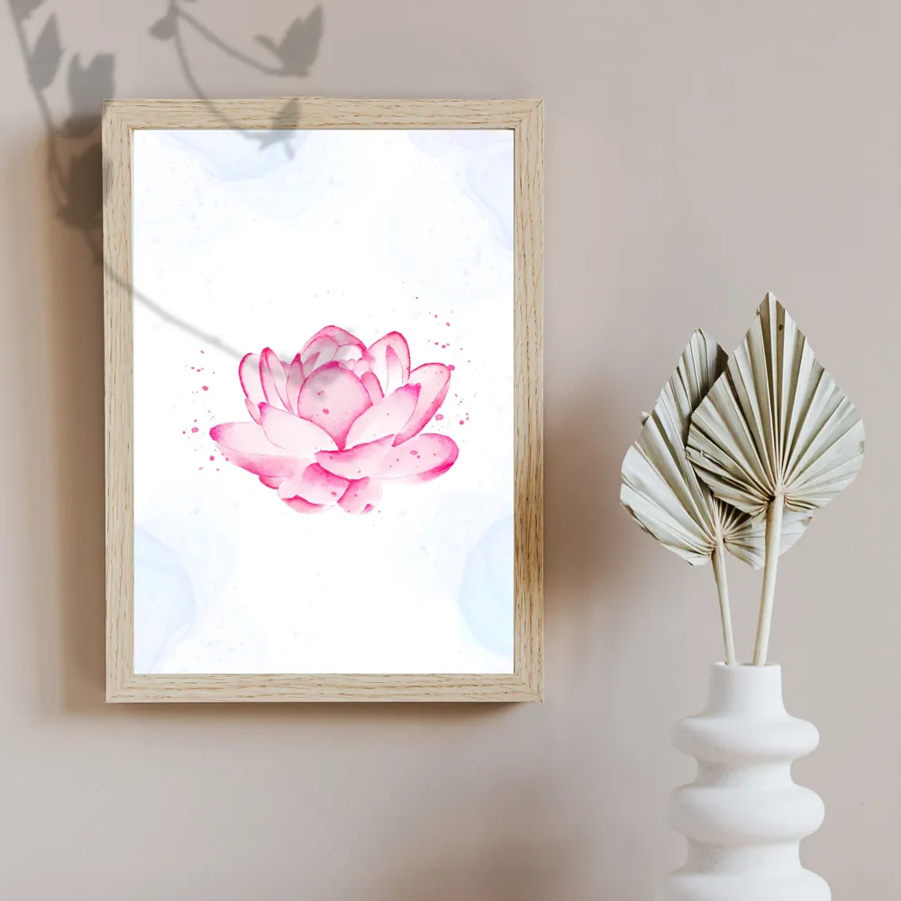 Lotus Flower Wall Art Print, Pink Floral Illustration (Digital Download)