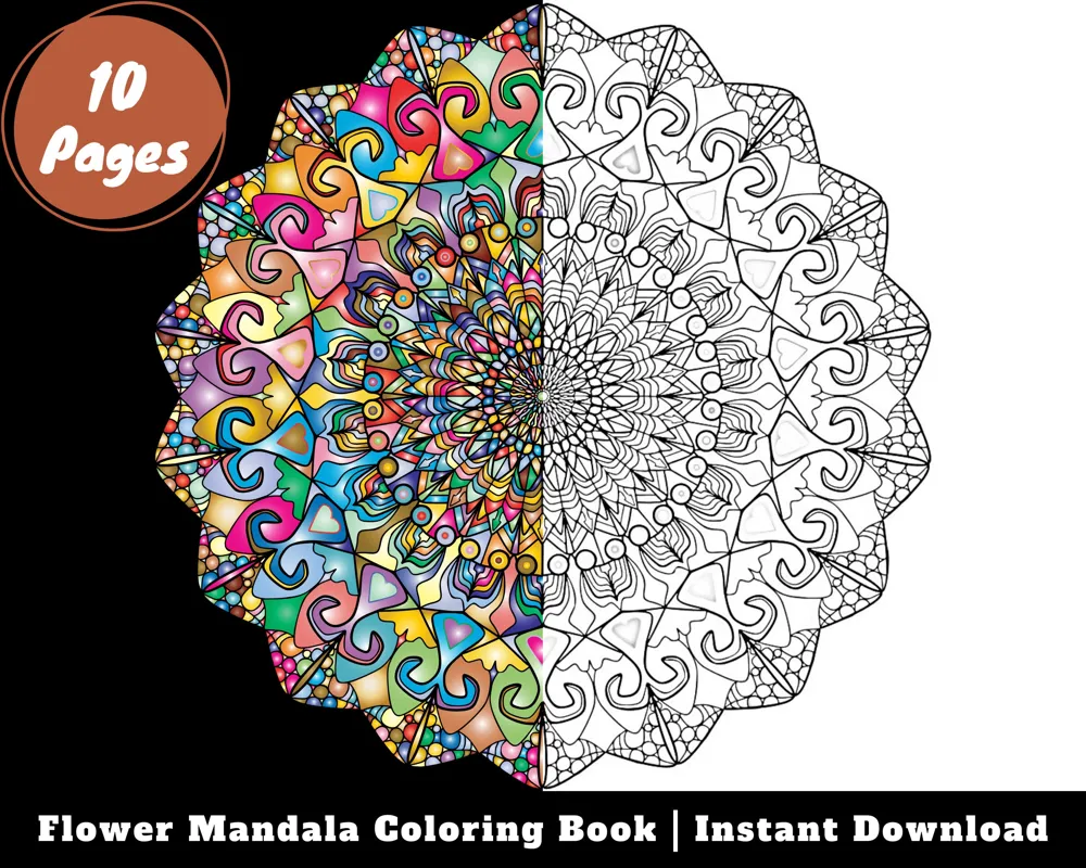 Mandala Coloring Book, Stress Relief Art (Instant Download)