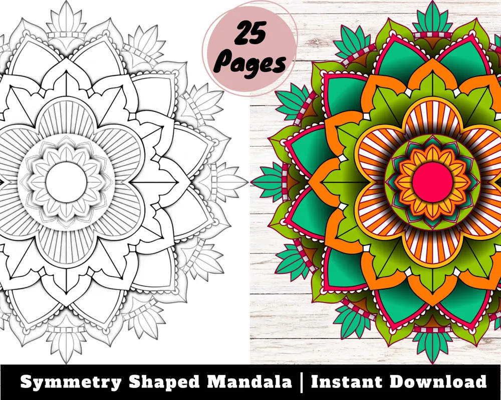 Mandala Coloring Pages: Symmetry Designs for Relaxation (Digital Download)