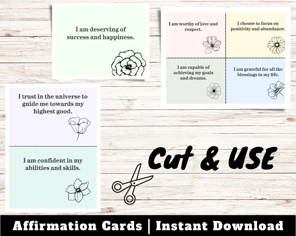 Printable Affirmation Cards, Daily Positivity, Personal Motivation (Digital Download)