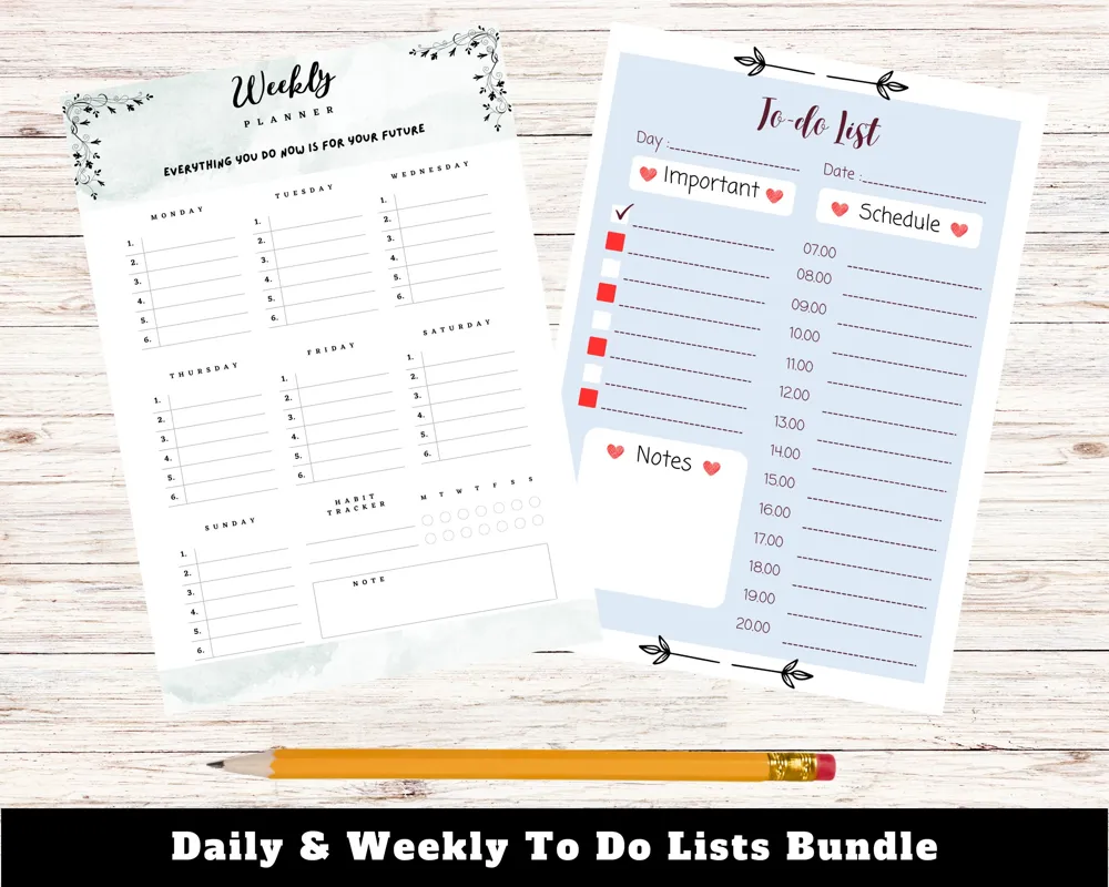 Printable Daily & Weekly To-Do List Planner (Digital Download)
