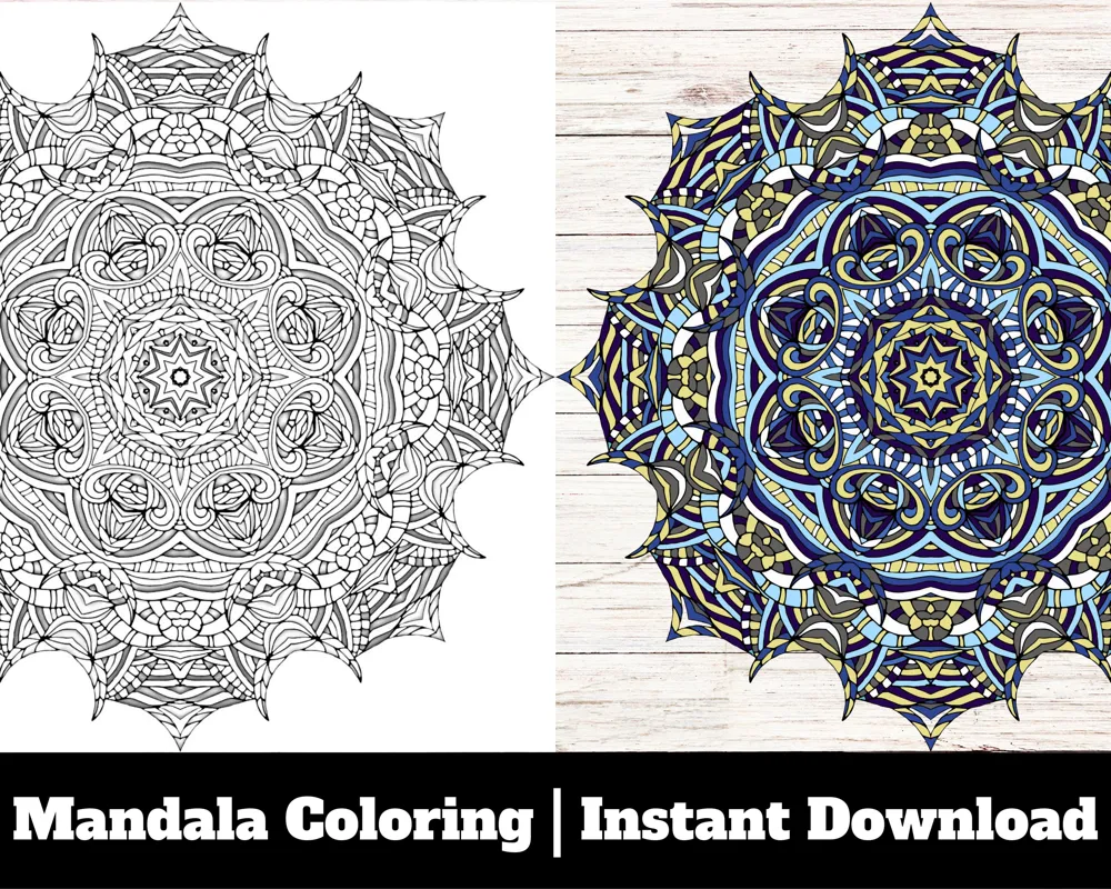 Printable Mandala Coloring Pages, Stress Relief Activity (Digital Download)