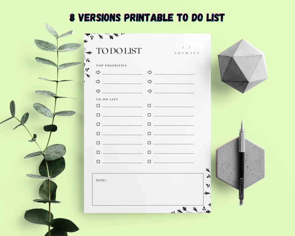 Printable To-Do List Template – Minimalist Organizer (Instant Download)
